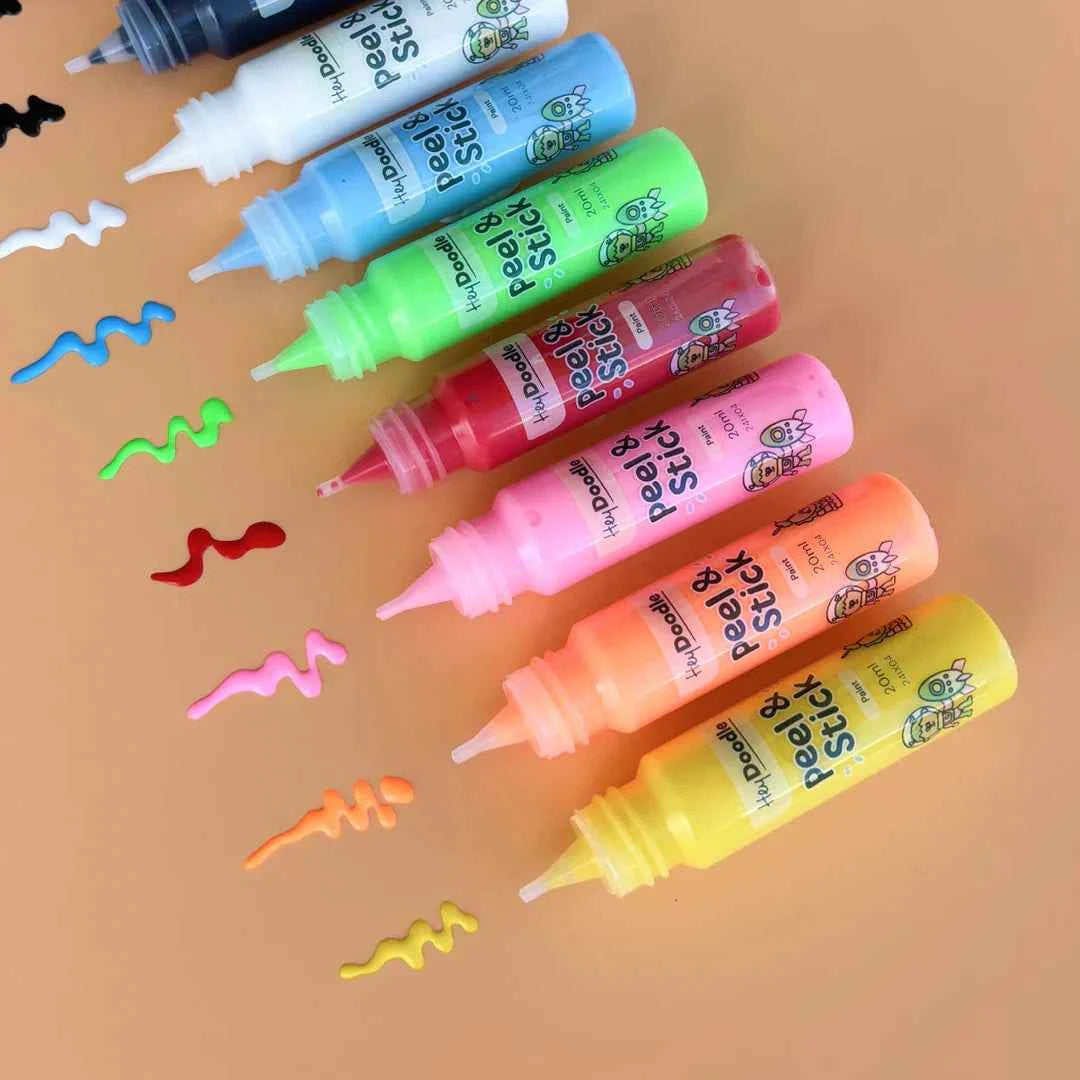 Hey Doodle Peel and Stick Paint 8 Colours Rainbow Solid Art and Craft for Kids 3yrs+