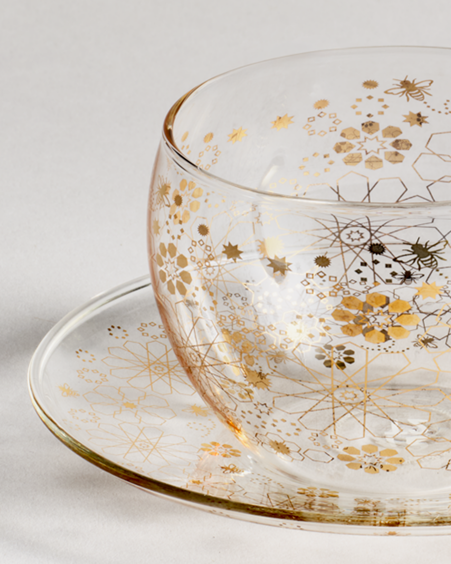 Bee Moroccan Glass Cup & Saucer