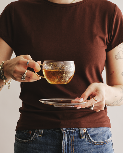 Bee Moroccan Glass Cup & Saucer