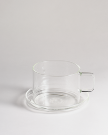 Hand-Blown Glass Tea Cup and Saucer Set