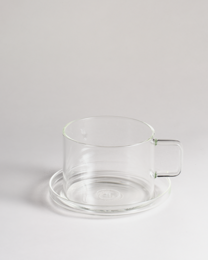Hand-Blown Glass Tea Cup and Saucer Set