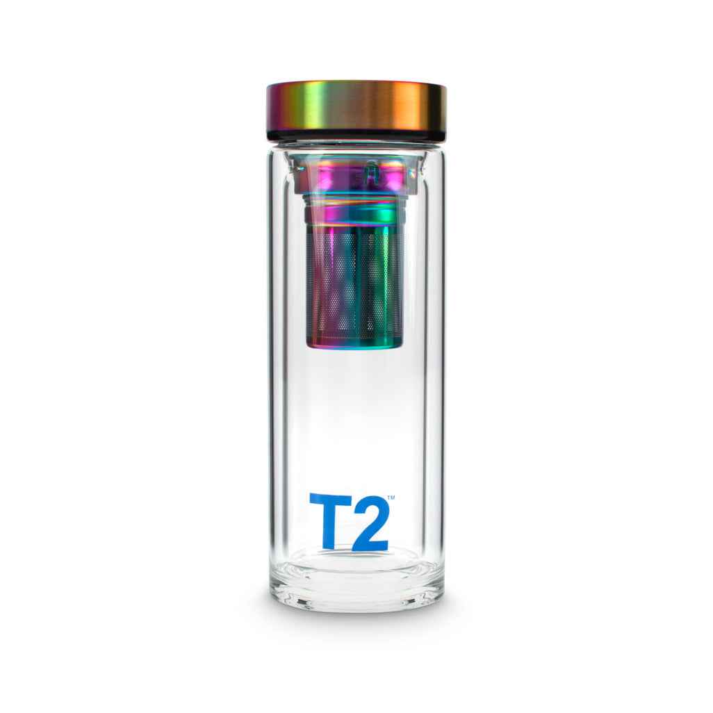 T2 Double Walled Glass Flask Rainbow