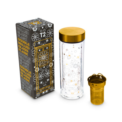 T2 Boxed Double Walled Glass Flask Bee Moroccan