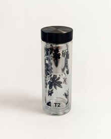 T2 Boxed Double Walled Glass Flask Floral Pop