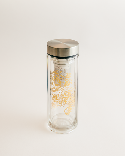 T2 Boxed Double Wall Glass Flask Heirloom Garden
