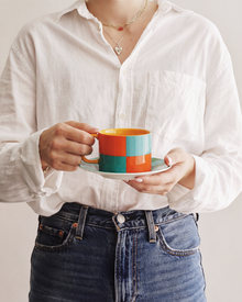 Moditerranean Cup & Saucer Sunset Tangerine