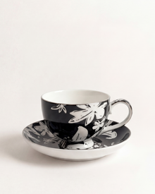 Floral Pop Cup & Saucer Black