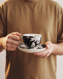 Floral Pop Cup & Saucer Black