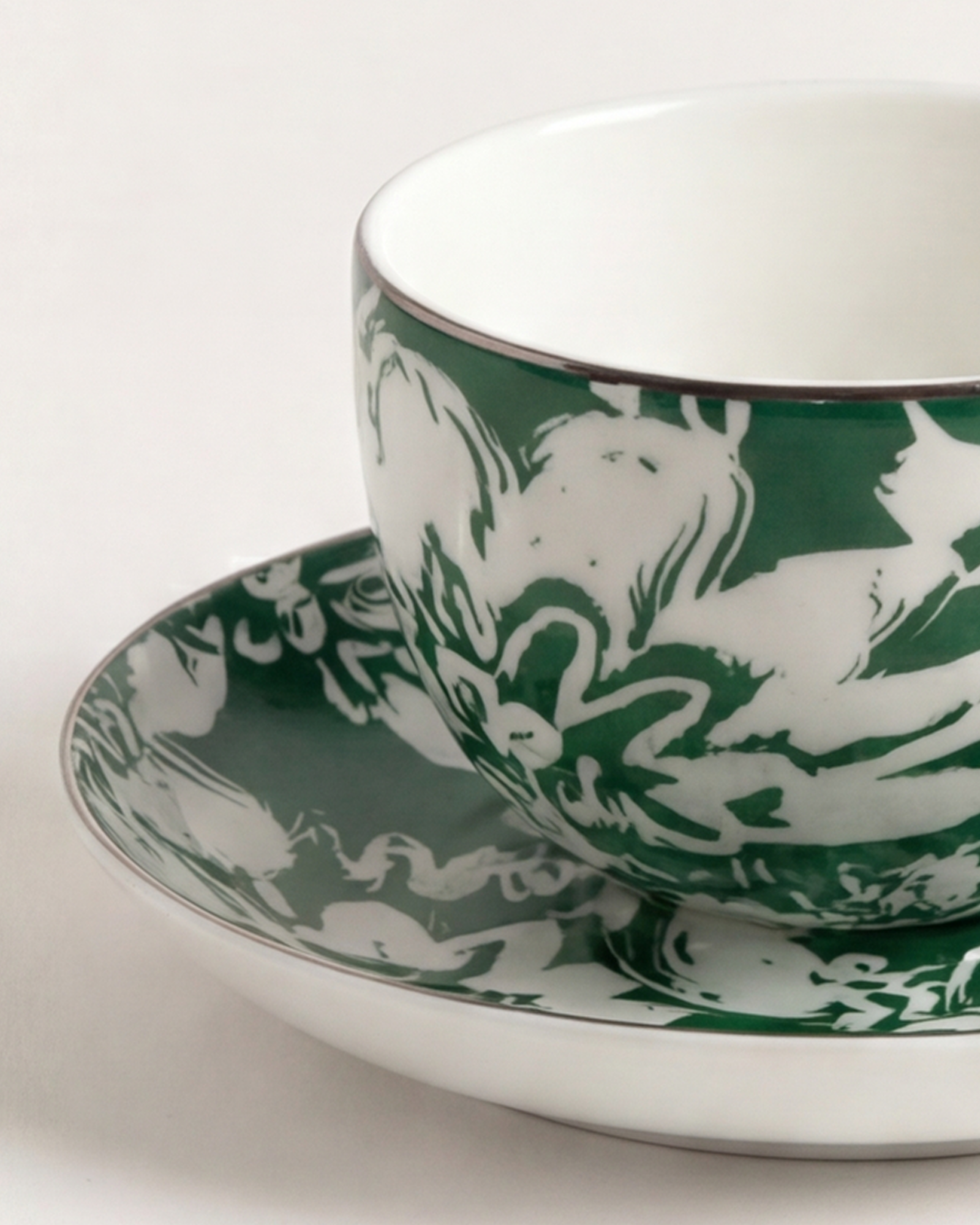 Floral Pop Cup & Saucer Green