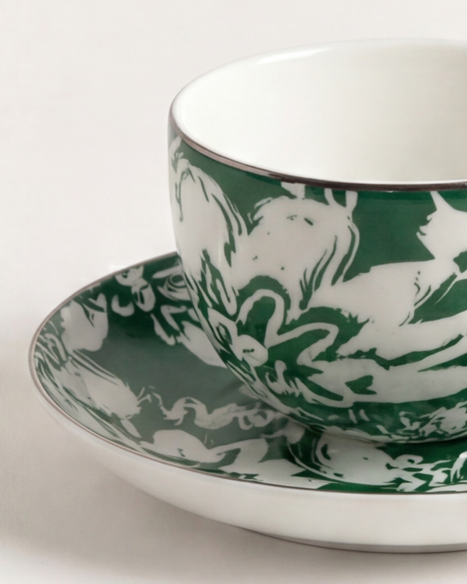 Floral Pop Cup & Saucer Green