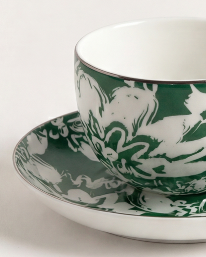 Floral Pop Cup & Saucer Green