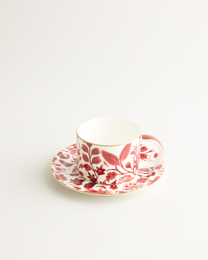 Stardust Bloom Small Red Cup & Saucer