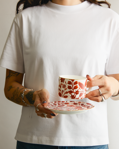 Stardust Bloom Small Red Cup & Saucer