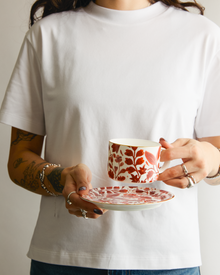 Stardust Bloom Small Red Cup & Saucer