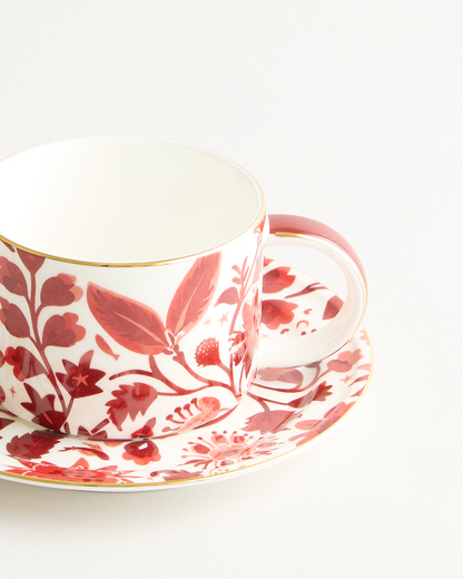 Stardust Bloom Small Red Cup & Saucer