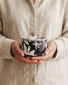 Floral Pop Sugar Bowl Black