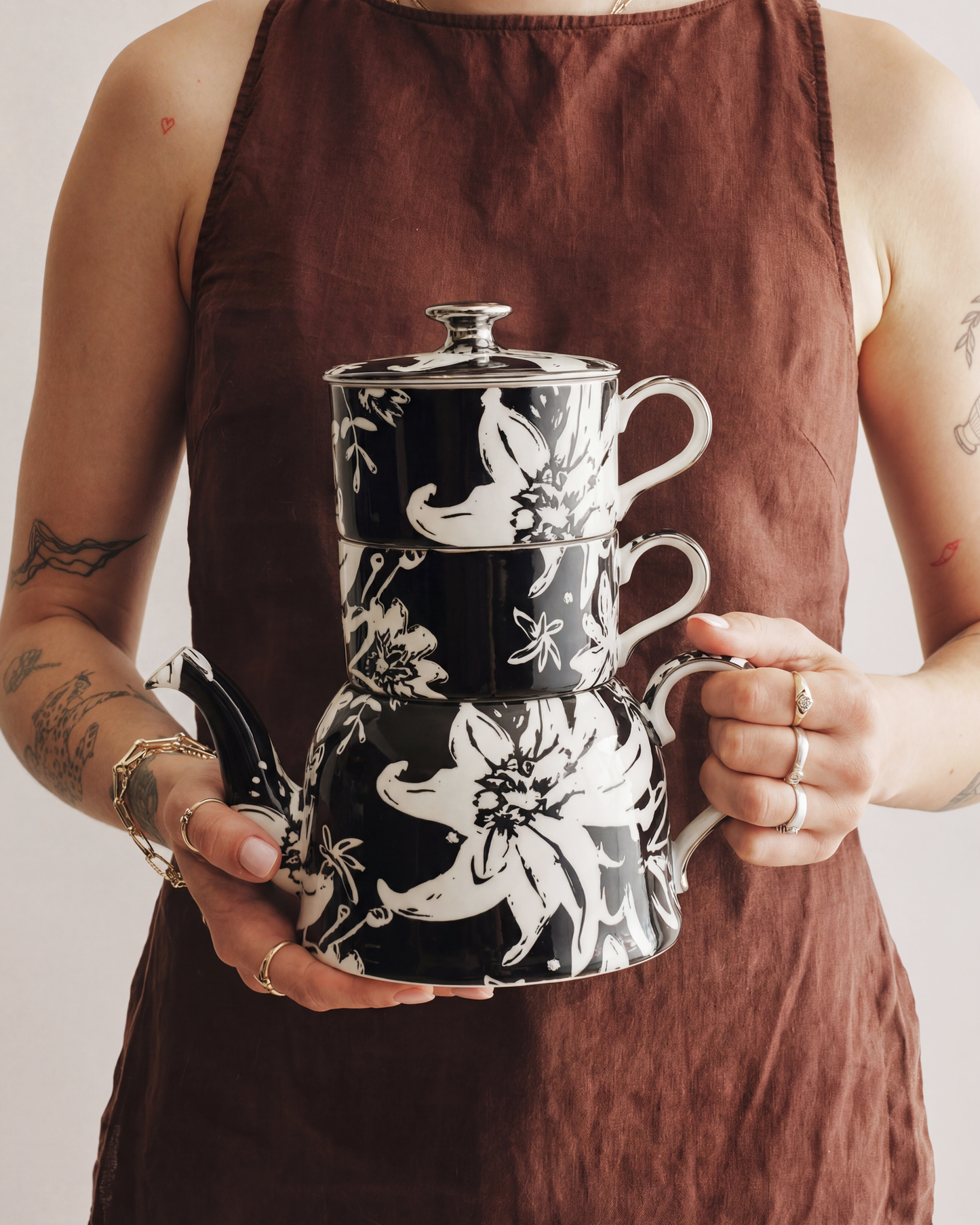 Floral Pop Tea For Two Black