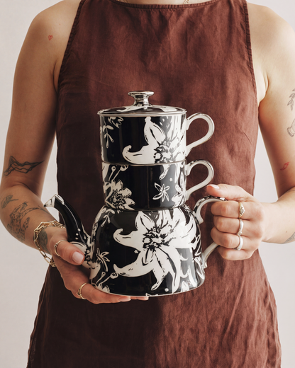Floral Pop Tea For Two Black
