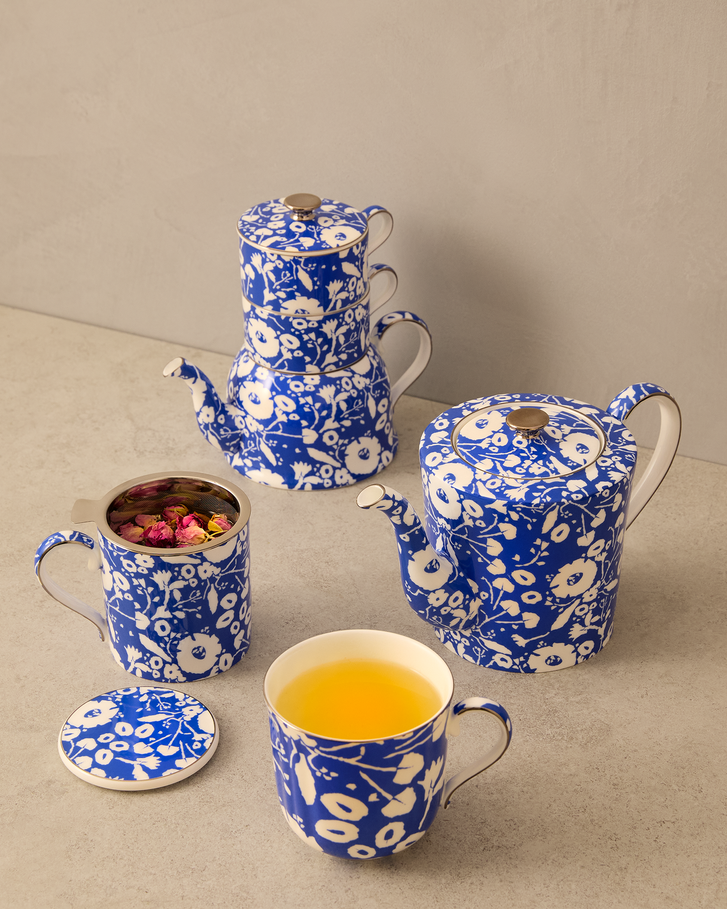 Floral Pop Tea For Two Blue