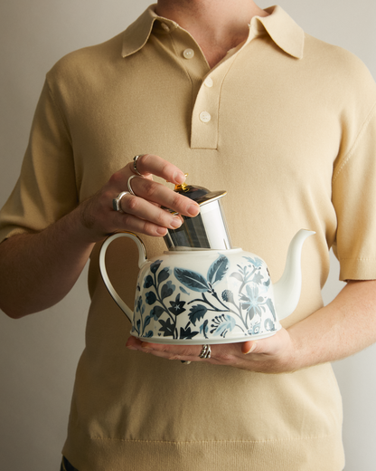 Stardust Bloom Tall Blue Teapot