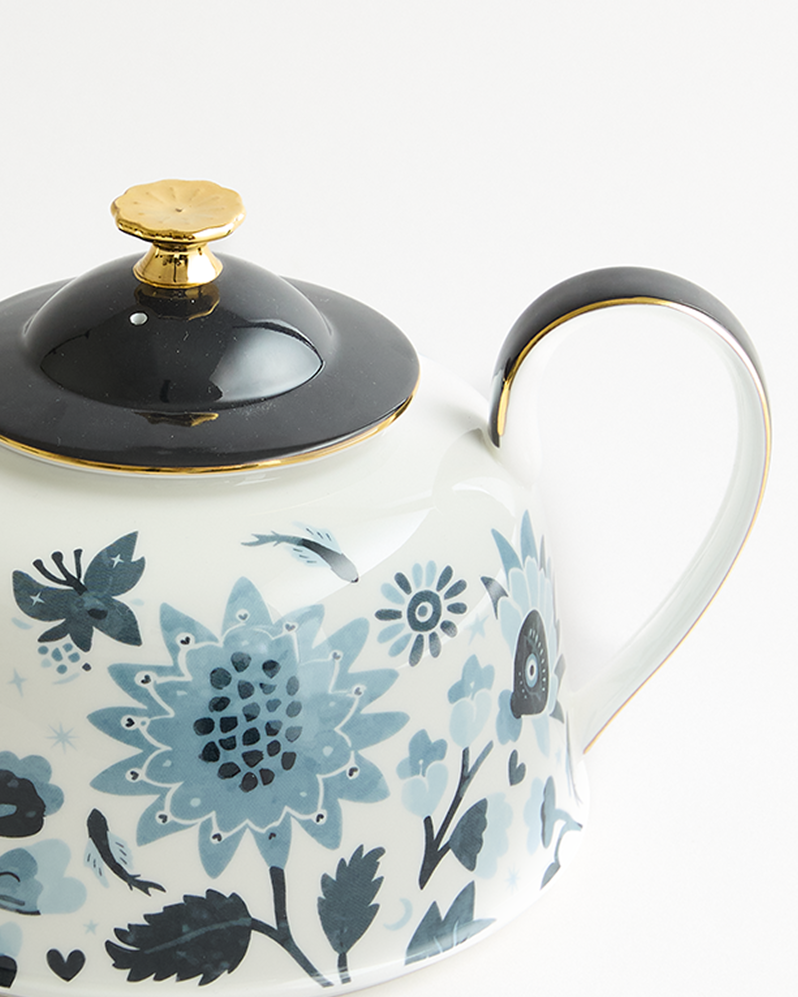 Stardust Bloom Tall Blue Teapot