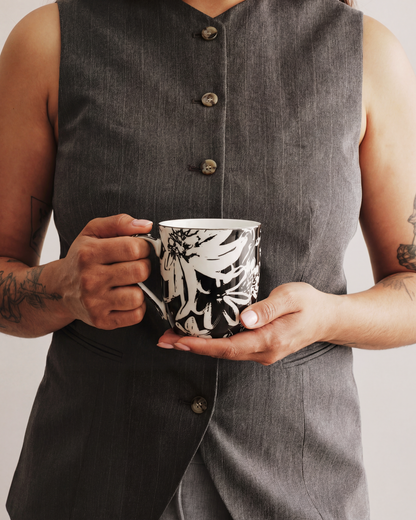 Floral Pop Pretty Mug Black