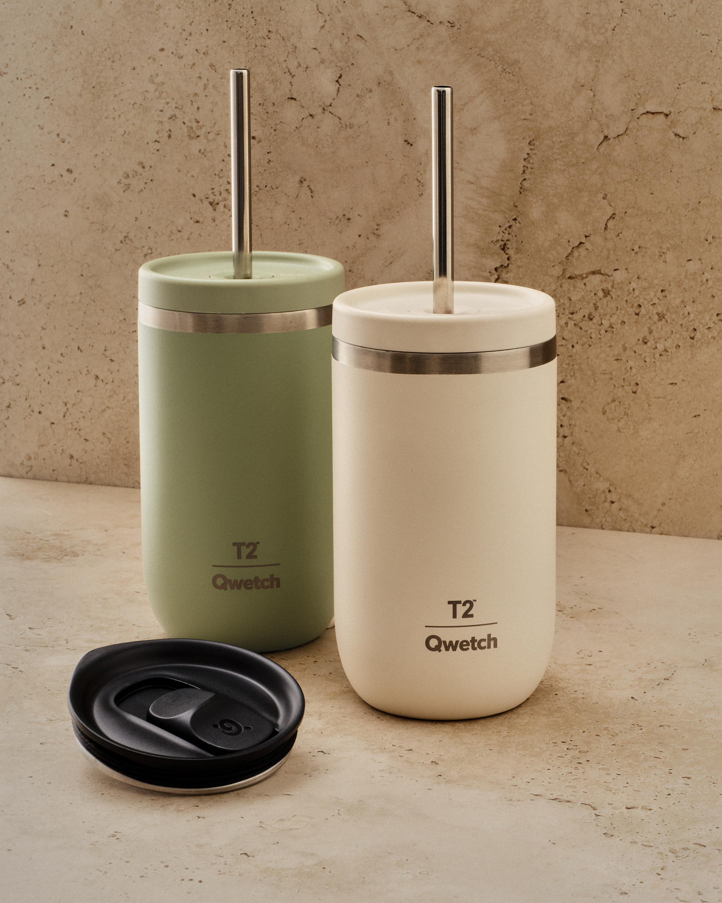 T2 X Qwetch Matcha To Go Flask Sand