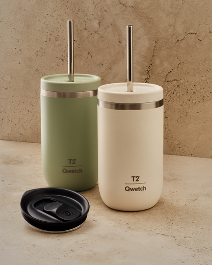 T2 X Qwetch Matcha To Go Flask Sand