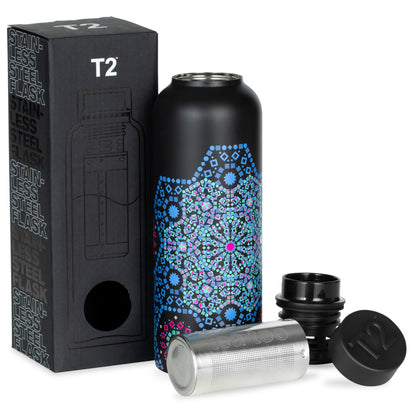 T2 Stainless Steel Flask Moroccan Tealeidoscope Black