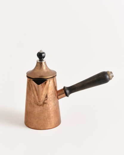 Copper Chai Pot With Black Lid Detail