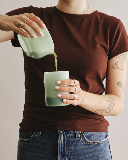 Milk Glass Matcha Bowl Jade
