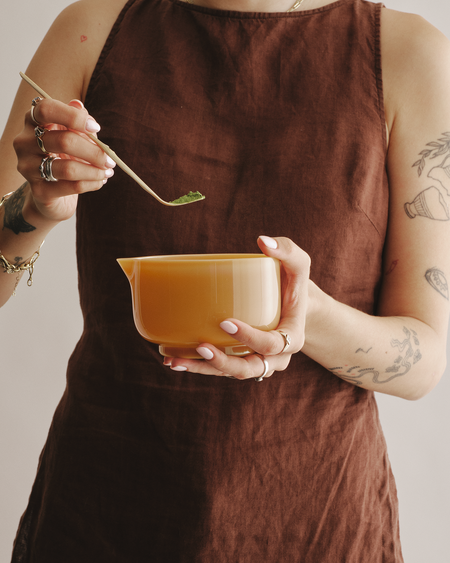 Milk Glass Matcha Bowl Mustard