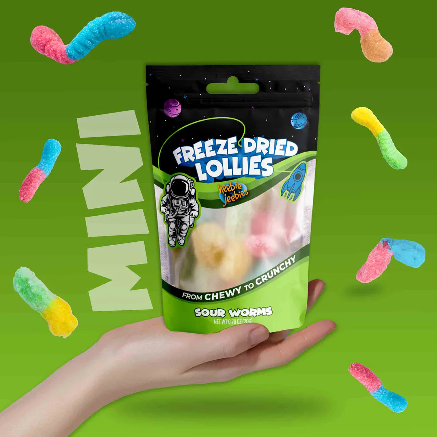 Heebie Jeebies Freeze Dried Candy Watermelon & Sour Worms Retired