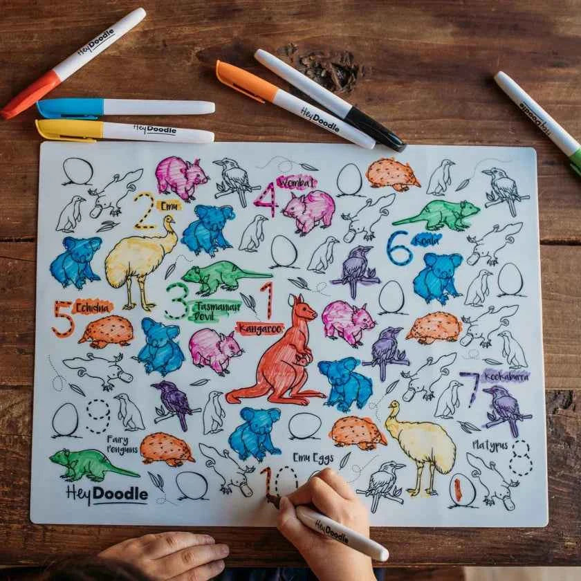 Hey Doodle 123 Aussie Animals Art and craft for kids Travel Toys Early Math Best Seller Most Loved in Store 3yrs+