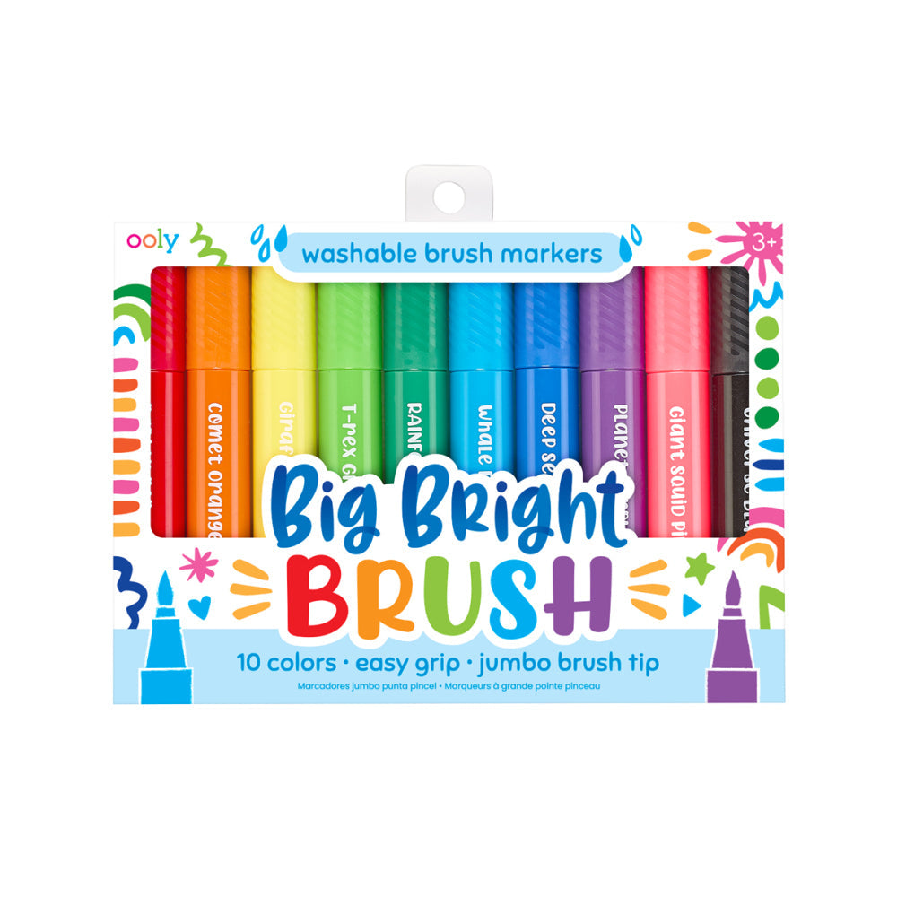 Ooly 10 Big Bright Washable Colour Markers with Jumbo Brush tip Stationary Art and craft for kids 3yrs+