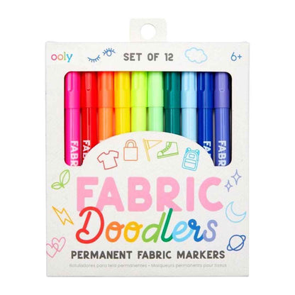 Ooly Permanent Fabric Doodlers 12 Marker Stationary Art and craft for kids 6yrs+