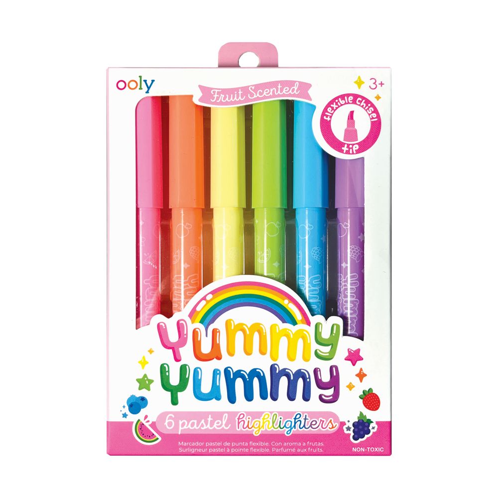 Ooly Yummy Yummy 6 Pastel Highlighters Fruit Scented Flexible Tip Stationary Art and craft for kids 3yrs+