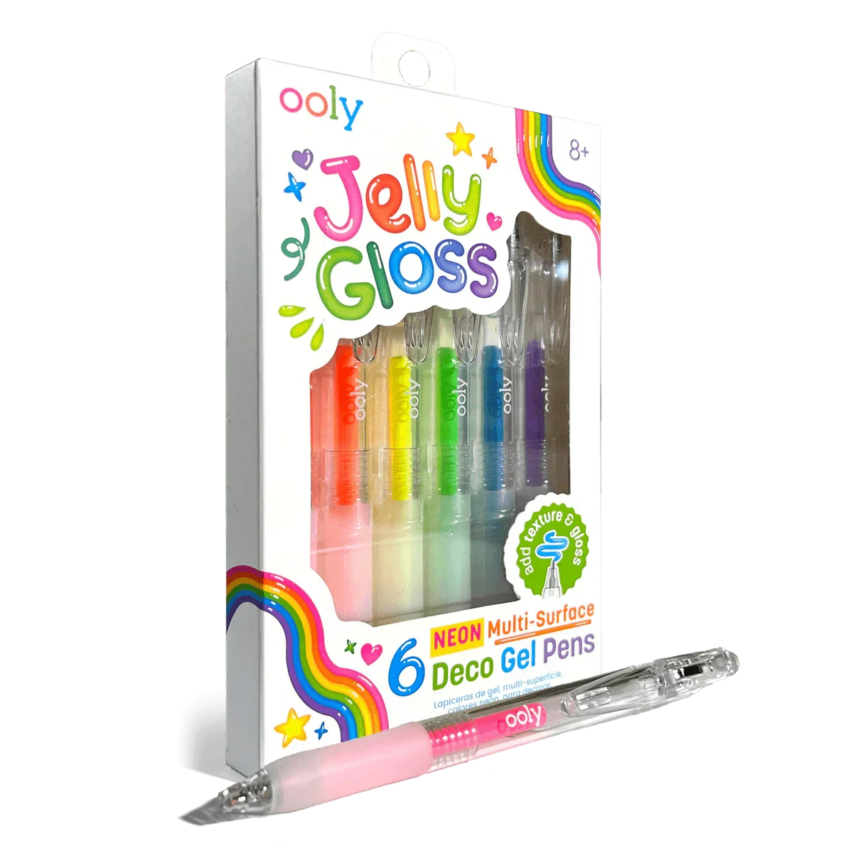 Ooly Jelly Gloss Neon Multi-Surface Gel Pens 6 Colours Stationary Art and Craft for Kids 8yrs+