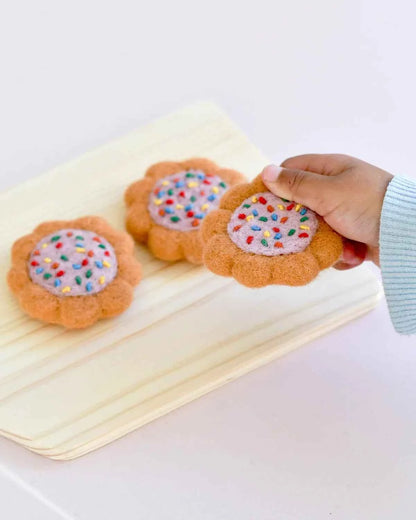 Tara Treasures Felt 100s and 1000s Biscuits Set of 3 Play Food Pretend and Imaginative Play Kitchen 3yrs+