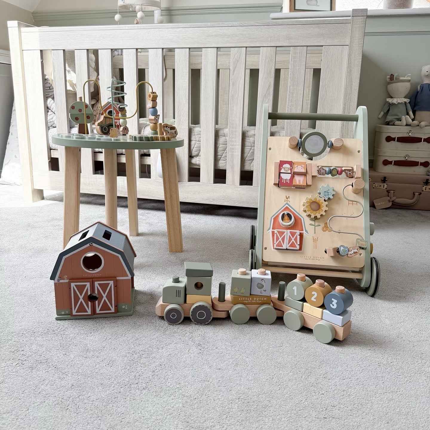 Little Farm Multi-Activity Wooden Baby Walker by Little Dutch Motor Skills Farm Toys Developmental Toys for Toddlers Baby Toys 12m+ (Bulky Shipping)