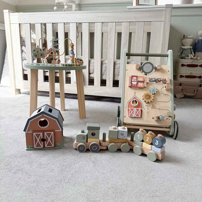 Little Farm Multi-Activity Wooden Baby Walker by Little Dutch Motor Skills Farm Toys Developmental Toys for Toddlers Baby Toys 12m+ (Bulky Shipping)