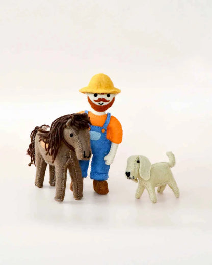 Tara Treasures Felt Male Farmer Old Macdonald Farm Toys Little Woolly Vision Pretend & Imaginative Play Toy Felt Figure 3yrs+