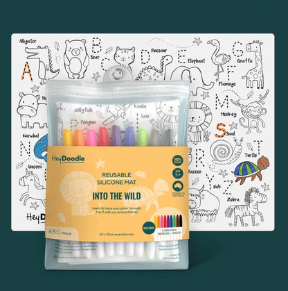 Hey Doodle ABC Into the Wild Travel Art and craft for kids Travel Toys Wild Animals Early Literacy Motor Skills Best Seller Most Loved in Store 3yrs+