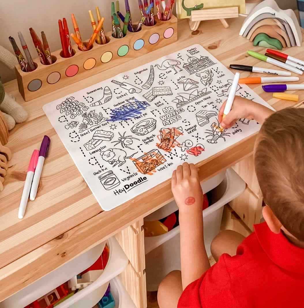 Hey Doodle ABC Aussie Icons Art and craft for kids Travel Toys Early Literacy Australian Motor Skills Best Seller Most Loved in Store 3yrs+