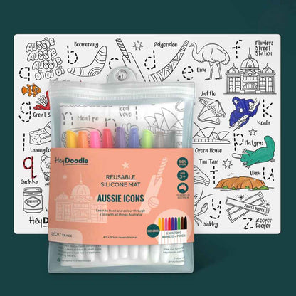 Hey Doodle ABC Aussie Icons Art and craft for kids Travel Toys Early Literacy Australian Motor Skills Best Seller Most Loved in Store 3yrs+