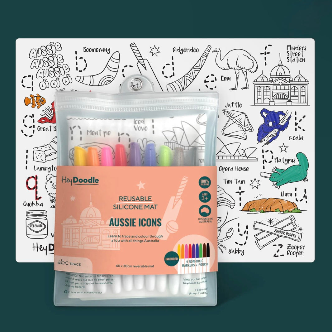 Hey Doodle ABC Aussie Icons Art and craft for kids Travel Toys Early Literacy Australian Motor Skills Best Seller Most Loved in Store 3yrs+