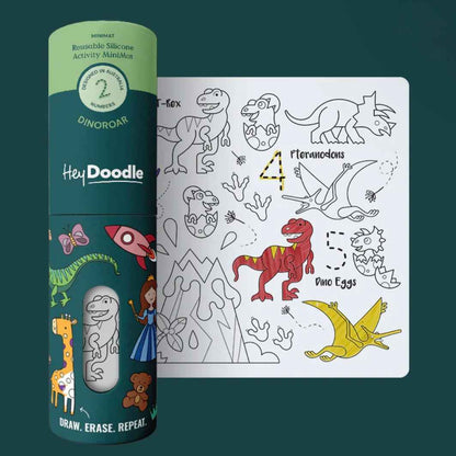 Hey Doodle 123 MiniMats DinoRoar Art and craft for kids Travel Toys Dinosaur Best Seller Gifting Idea for Dinosaur and Dragon Theme 3yrs+