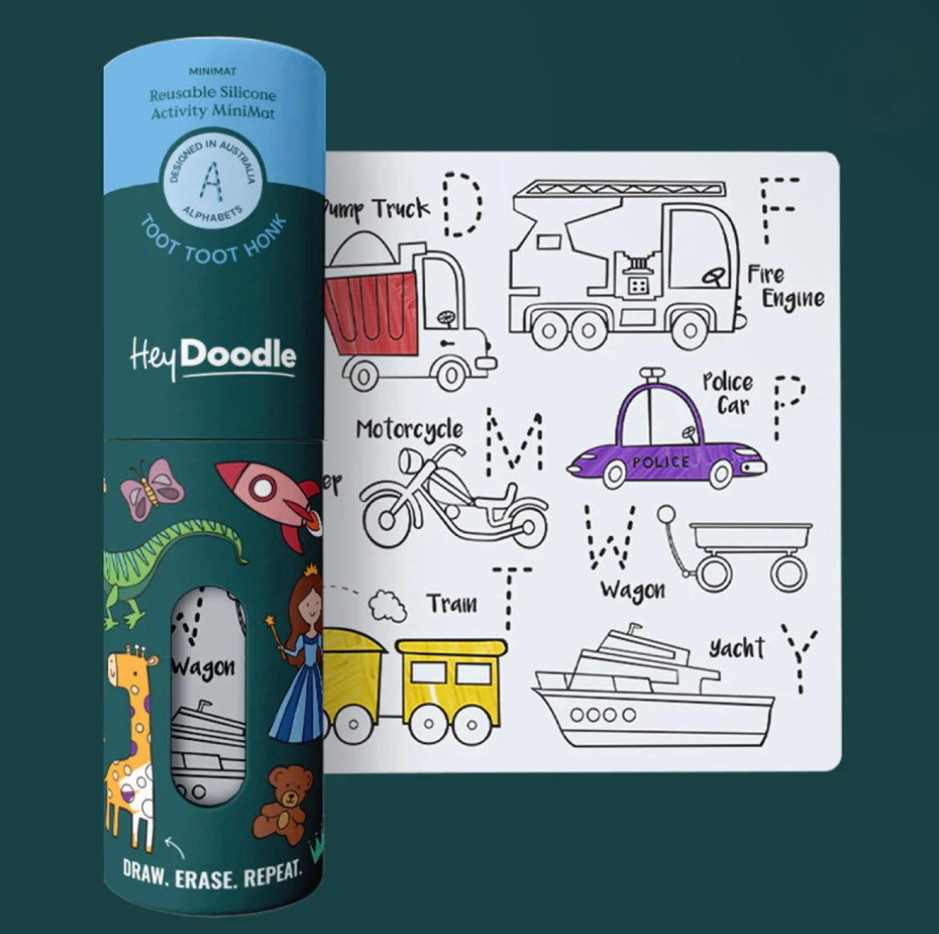 Hey Doodle ABC MiniMats Toot Toot Honk Art and Craft for Kids Travel Toys Most Loved in Store 3yrs+
