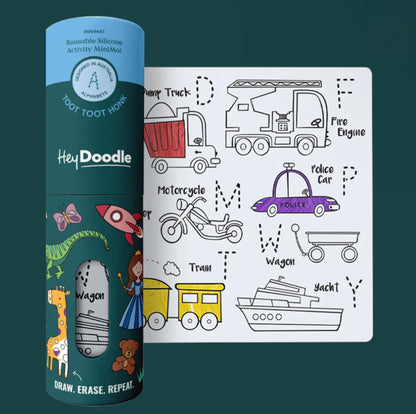 Hey Doodle ABC MiniMats Toot Toot Honk Art and Craft for Kids Travel Toys Most Loved in Store 3yrs+