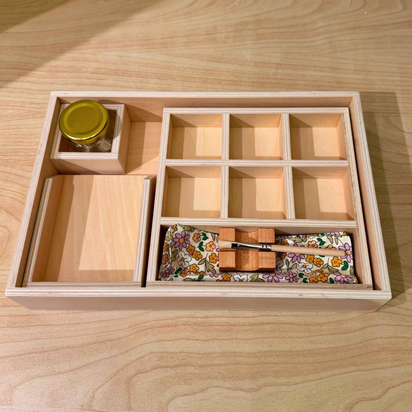 Montessori Glue Activity Box with Jar and Brush Practical Life Tools 2yrs+